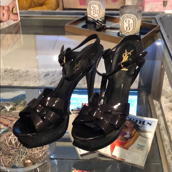 Yves Saint Laurent Shoes - YSL Deep Purple Sting Ray Heel Platform